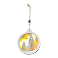 Adorno navideño redondo de madera blanca con luz LED y silueta de reno - Estilo D-Alce Estrella Luna