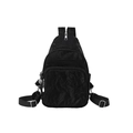 Bolso bandolera versátil de nailon negro con tres cremalleras y correa ajustable - Sin Colgante / Negro