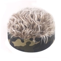 Creative camouflage docker hat with short curly brown wig hair design for outdoor party - M (56-58cm) / Dark Green Camouflage + Yellow
