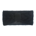 Detail eines schwarzen Stirnbands mit klassischem Zopfmuster und warmem Fleece-Futter - Schwarz