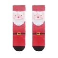 Dettaglio calzini natalizi rossi in cotone con motivo Babbo Natale e cintura nera - Taglia unica / Stile Babbo Natale (A1724)