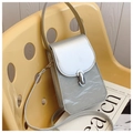 Detail of silver crossbody bag with metallic crinkled texture and sleek metal buckle - Silver