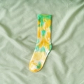Mid-calf tie-dye crew socks in vibrant yellow and green pattern for a trendy street look - One Size / Yellow Green Tie Dye