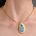 Blue Single Row Zirconium Large Water Drop / One Size