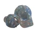 Detailed view of tie-dye ponytail baseball cap featuring a functional back opening - Green Gray Tie-Dye