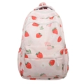 Zaino rosa con stampa di fragole e fiori dotato di molteplici tasche portaoggetti - Rosa