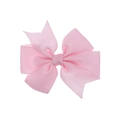 Pink grosgrain ribbon bow hair clip for babies and girls with textured ribbed finish - Light Pink