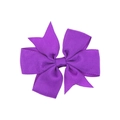 Deep purple grosgrain ribbon bow hair clip for toddlers and girls with ribbed texture - Dark Purple