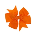 Vibrant orange layered grosgrain ribbon bow hair clip for toddlers and girls - Bright Orange