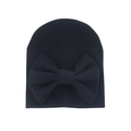 Cute black knitted baby beanie with a large decorative bow for newborns 0-6 months - 0-6 Months / Black