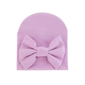 Newborn baby lavender ribbed knit hat with oversized soft decorative bow accent - 0-6 Months / Light Purple