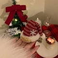 Knitted red and white striped Christmas hat hair clip with Merry Christmas text - Santa Hat Hairpin