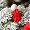 Mini red knitted Christmas hat with white pompom for holiday decor and finger puppets - Bright Red