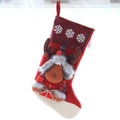 Christmas stocking with 3D plush reindeer and snowflake patterns on red felt - Red-White Felt 3D Reindeer
