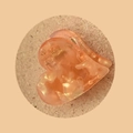 Mini peach acetate heart hair claw clip with marble texture and golden spring mechanism - Heart-Glaze Coffee 2.5cm