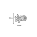 F136 titanium snowflake cartilage stud with cubic zirconia in a 0.6x0.52cm size - 5# Silver - Six-petal Flower Shape