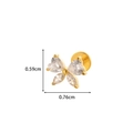 Vue détaillée du piercing cartilage papillon en titane et zircone coeur de 0,59x0,76 cm - 3# Or - Forme de Papillon/Fleur