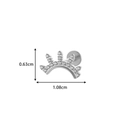 F136 titanium labret stud with zircon fan design, silver finish, 0.63cm by 1.08cm size - 4# Silver - Crown Shape