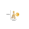 Vue détaillée du piercing tour Eiffel en titane G23 avec zircons, 0,69x0,39 cm - 1# Doré - Forme de la Tour Eiffel