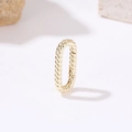 Minimalist gold oval twisted earring with polished woven texture on white background - Oval Twist (H-9197) / 14K Gold