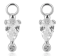Silver pear-shaped cubic zirconia drop earrings with polished alloy finish and crystal accents - Model A [Platinum Plated]