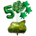 Army tank theme party balloon set with green camouflage number 5 and star balloons - Military Tank Set 5