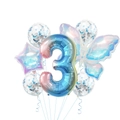 Colorful butterfly balloon set with gradient number 3 for birthday party decoration - Colorful Butterfly Set 3