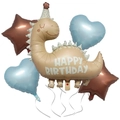 Set di palloncini dinosauro retrò con dinosauro kaki e stelle per decorazioni di festa - Stile dinosauro retrò 2