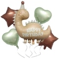 Dettaglio del set palloncini dinosauro con cuori e stelle per decorazioni festa - Stile dinosauro retrò 3