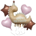 Set di 5 palloncini di compleanno con dinosauro cartone e palloncini cuore e stella - Stile dinosauro retrò 4