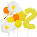 Set palloncini 2° compleanno margherita con numero due giallo e lattice - Set Margherita 2 (Numero 2)