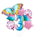Detail von buntem Schmetterling und Farbverlauf-Nummer 3 Ballon-Set für Geburtstagsdeko - Schmetterling Farbverlauf Nummer 3