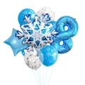 Détails du kit de ballons Reine des Neiges avec flocons en aluminium bleu et argent - Chiffre 8