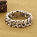 Detailed close-up of 20mm vintage silver titanium steel cuban chain with secure clasp - Antique Silver (KB170056-KJX)
