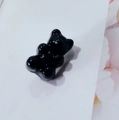 Japanese style black gummy bear pin badge accessory for backpacks and bags - Black