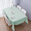 Tovaglia in PEVA impermeabile con motivo a quadretti verde chiaro e bianco su tavolo - 137*137cm / Blu
