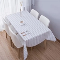 Waterproof PEVA tablecloth featuring a minimalist white and black plaid grid pattern - Black and White