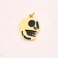 Pendentif Tête De Mort En Or Noir Et Lumière Dégoulinante (or) | 1 Pièce/paquet / 16 X 12 Mm (ouverture : 28 Mm)