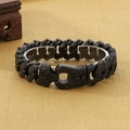 Pulsera cubana de acero inoxidable negro para hombre con relieves de diseño tótem - 22cm / Negro