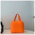 Minimalist orange insulated lunch tote bag for kids with durable handles and top zipper - Orange
