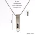 Hip-hop stainless steel rectangle bar necklace with black zircon inlay and box chain - Rectangular Zirconia Style (ZXS1826)