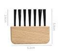 Hairbrush cleaner tool with wooden handle and black bristles including size dimensions - Base Cleaning Brush / Natural Wood Color