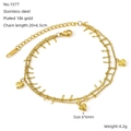 Double-layered 18k gold plated stainless steel heart anklet with polished bar charms - Double Layer Three Hearts Style (ZYG1577)