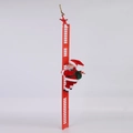 Electric Santa Claus climbing a red ladder with a green gift bag for Christmas decor - Red Single Climbing Ladder