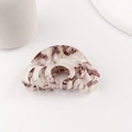 Grande molletta per capelli in acetato con motivo tartarugato in stile vintage francese - Bianco Viola Misto (Marmo Marrone Beige)