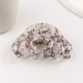 French retro acetate hair claw clip with greyish white tortoiseshell pattern for thick hair - Mixed Grey (Grey White Tortoiseshell)