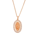 Rose gold Virgin Mary necklace with oval micro-pave cubic zirconia halo pendant - Type C/Oval Hollow Radiant/Rose Gold