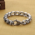 Pulsera de calavera vintage para hombre en acero inoxidable con diseño punk gótico - Color Acero