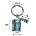 Blue snakeskin PU leather wristlet keychain with card holder and tassel dimensions 10x9x7cm - Blue Snakeskin