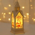 Christmas lantern with Santa Claus print and warm LED light in a white house shape - Off-white Santa Claus